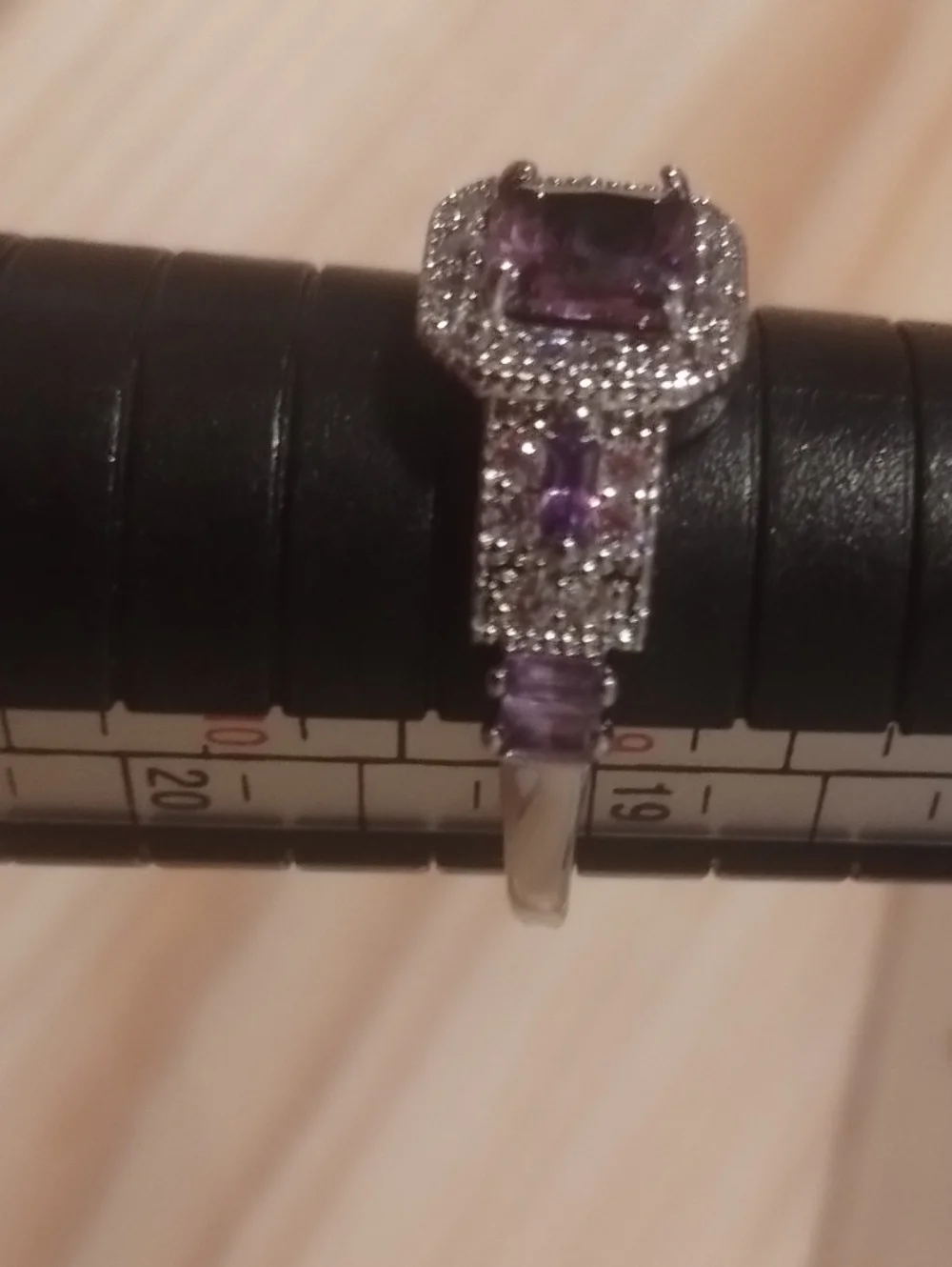 New Purple Halo Statement Ring Silver Tone Crystal Fashion Ring
